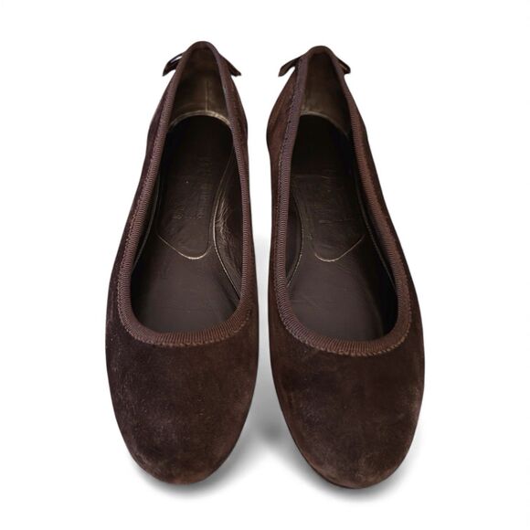 Salvatore Ferragamo Shoes - Salvatore Ferragamo Dark Brown Suede Ballet Flats